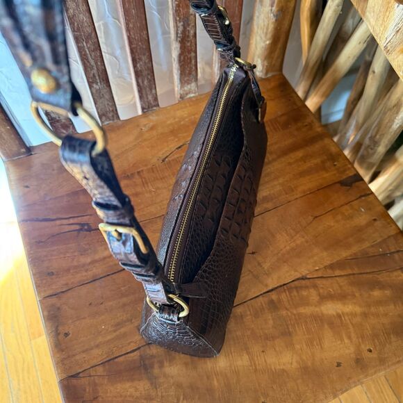 Brahmin Anytime Baguette Shoulder Bag – Melbourne Croc Embossed Leather Brown - Picture 9 of 17